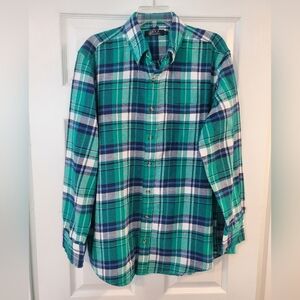 Teal and Navy Plaid Cotton Shirt